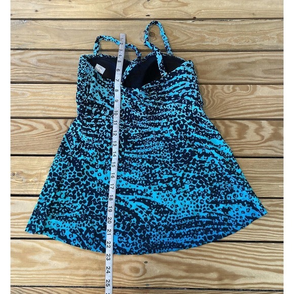 NEW Kim Gravel Smocked Bandeau & Shorts Swimsuit Set 8 Women’s Blue Black - Picture 9 of 11